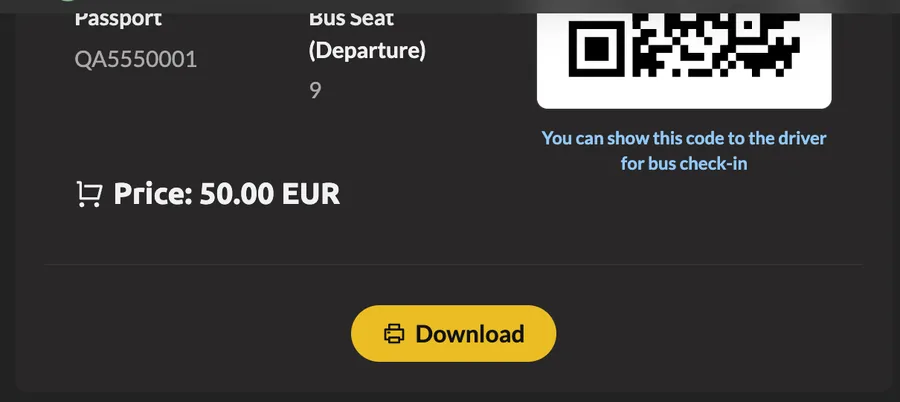 The Download button on the order page